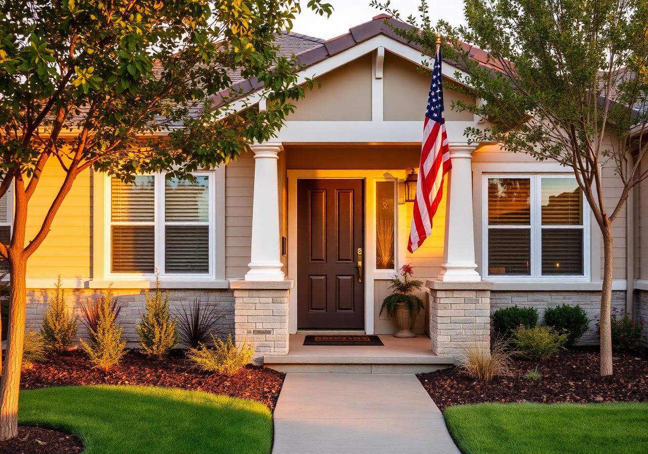 Welcoming home with American flag